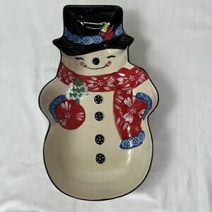 Temptations By Tora Winter Whimsy snowman 2.6 Qt. dish serving bowl snacks salad